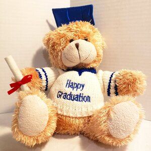 HAPPY GRADUATION TEDDY BEAR PLUSHY w/ GIFT BOX by FIESTA - 10" SWEATER BEAR